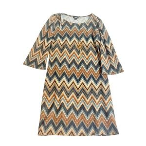 TACERA Women's‎ Chevron Print Long Sleeve Dress Size S